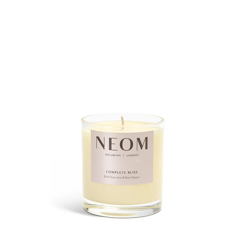 NEOM- Complete Bliss Scented Candle, 1 Wick | Blush Rose, Lime & Black Pepper | Essential Oil Aromatherapy Candle | Scent to De-Stress - Image 2